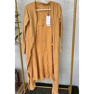NWOT Anthropology Caite Asymmetrical Jacket Cover Up Yellow Mustard Color Sz S